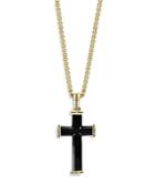 Bloomingdale's Men's Black Onyx Cross Pendant Necklace In 14k Yellow Gold, 20 - 100% Exclusive