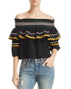 Red Carter Paloma Off-the-shoulder Ric Rac Top