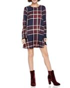 Bcbgeneration Plaid Smocked Sleeve Shift Dress