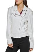 Dkny Perforated Faux Leather Moto Jacket
