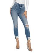 Good American Good Cropped Raw Hem Skinny Jeans In Blue634