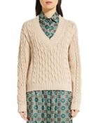 Weekend Max Mara Okra Cable Knit Sweater