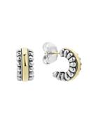 Lagos Sterling Silver & 18k Gold Signature Caviar Small Flute Hoop Earrings