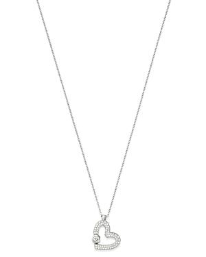 Roberto Coin 18k White Gold Diamond Slanted Heart Pendant Necklace, 18