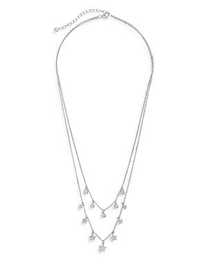 Sterling Forever Double Layer Star And Stone Charm Chain Necklace, 16