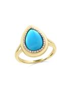 Turquoise And Diamond Ring In 14k Yellow Gold - 100% Exclusive