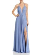 Aqua Lace-up Chiffon Gown - 100% Exclusive
