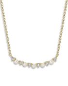 Moon & Meadow 14k Yellow Gold Cultured Pearl & Diamond Bar Necklace, 18 - 100% Exclusive