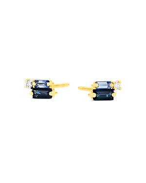 Suzanne Kalan 18k Yellow Gold Fireworks Blue Sapphire & Diamond Stud Earrings