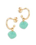 Bloomingdale's Turquoise Dangle Mini Hoop Earrings In 14k Yellow Gold - 100% Exclusive