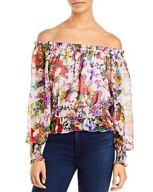 Aqua X Mary Katrantzou Floral Off The Shoulder Top - 100% Exclusive