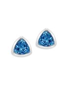 Bloomingdale's Blue Topaz Trillion Stud Earrings In 14k White Gold - 100% Exclusive