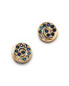 Shebee 14k Yellow Gold Ombre Sapphire Spiral Stud Earrings