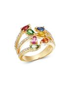Bloomingdale's Rainbow Sapphire & Diamond Ring In 14k Yellow Gold - 100% Exclusive