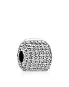 Pandora Clip - Sterling Silver & Cubic Zirconia Pave Barrel, Moments Collection