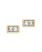 Bloomingdale's White Topaz Bar Stud Earrings In 14k Yellow Gold - 100% Exclusive