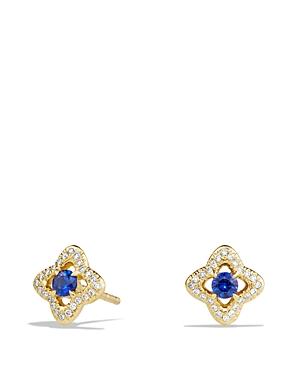 David Yurman Venetian Quatrefoil Earrings With Blue Sapphires And Diamonds In 18k Gold