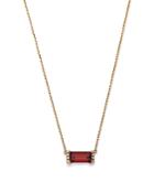 Bloomingdale's Garnet & Diamond Accent Bar Necklace In 14k Yellow Gold, 16-18 - 100% Exclusive