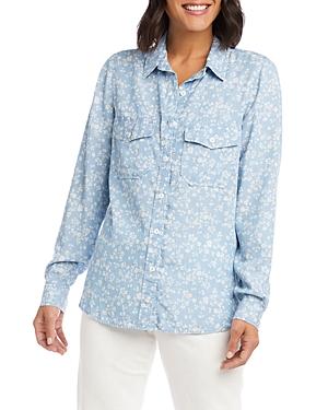 Karen Kane Floral Print Chambray Shirt