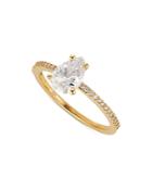 Nadri Pave & Pear Shape Cubic Zirconia Ring In 18k Gold Plated