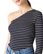 Whistles Striped One-shoulder Top