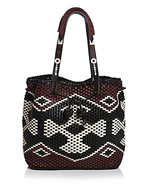 Tory Burch Large Drawstring Woven Leather Tote