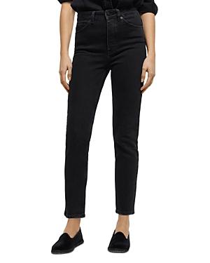 The Kooples High Rise Ankle Slim Leg Jeans In Black