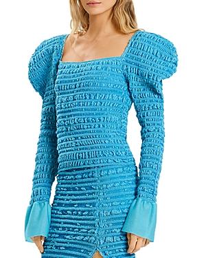 Herve Leger Puckered Puff Shoulder Top