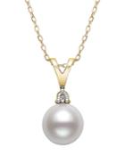 Bloomingdale's Diamond & Cultured Freshwater Pearl Pendant Necklace In 14k Yellow Gold, 16 - 100% Exclusive
