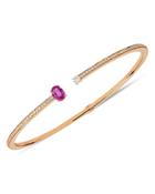 Hueb 18k Rose Gold Spectrum Pink Sapphire & Diamond Cuff Bangle Bracelet