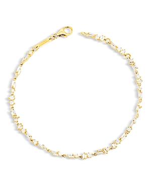 Suzanne Kalan 18k Yellow Gold Diamond Baguette & Round Cut Tennis Bracelet