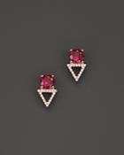 Rhodolite Garnet And Diamond Stud Earrings In 14k Rose Gold