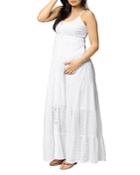 Nom Maternity Lisboa Tiered Eyelet Maxi Dress
