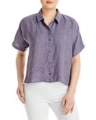 Eileen Fisher Petites Organic Linen Short Sleeve Shirt