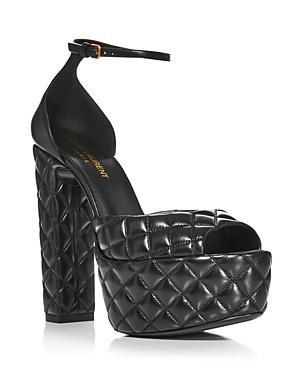 Saint Laurent Women's Sexy Almond Toe Quilted Platform Sandals