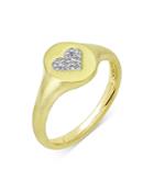 Meira T 14k Yellow Gold Diamond Heart Signet Ring