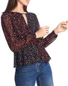 1.state Floral Keyhole Peplum Top