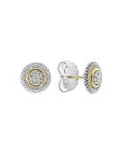 Lagos 18k Gold And Sterling Silver Signature Caviar Diamond Stud Earrings