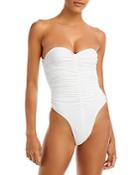 Norma Kamali Marissa Slinky Ruched Strapless One Piece Swimsuit