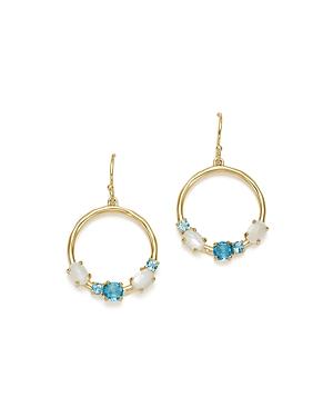 Ippolita 18k Yellow Gold Rock Candy Blue Topaz & Mother-of-pearl Doublet Circle Drop Earrings In Raindrop