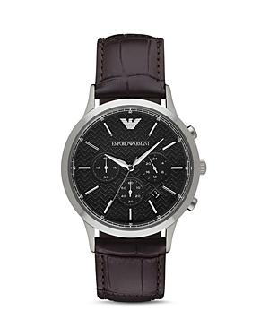 Emporio Armani Leather Strap Watch, 43mm