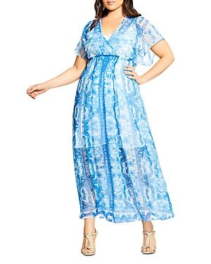 City Chic Plus Mykonos Printed Maxi Dress
