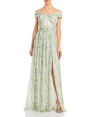Adrianna Papell Off-the-shoulder Chiffon Gown