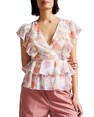Ted Baker Rowyn Printed Ruffled Blouse