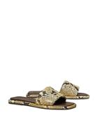 Tory Burch Women's T Monogram Embossed Leather Slide Sandals
