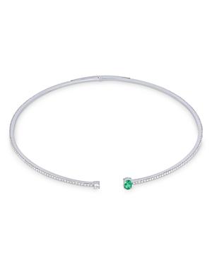 Hueb 18k White Gold Spectrum Diamond And Emerald Collar Necklace, 13