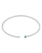 Hueb 18k White Gold Spectrum Diamond And Emerald Collar Necklace, 13