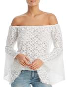 Red Haute Sheer Lace Off-the-shoulder Top