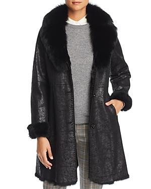 Maximilian Furs Rabbit Fur Coat With Fox Fur Collar