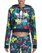 Adidas Floral Cropped Hooded Sweatshirt